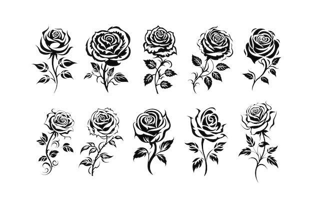 Verzameling van tattoo-ontwerpen met bloemen