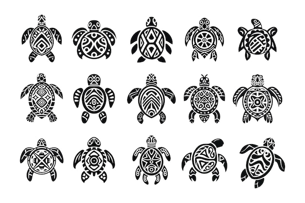 Verzameling van tattoo-ontwerpen voor schildpadden