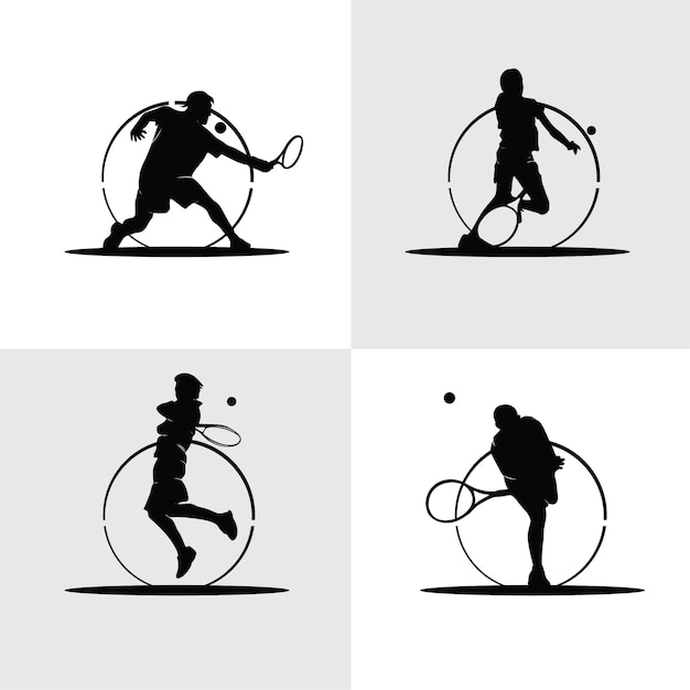 Verzameling van tennisser silhouet