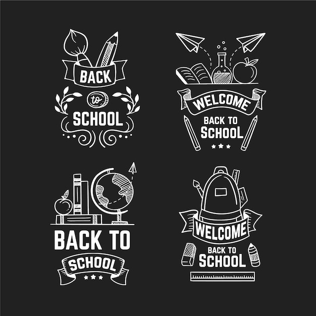 Verzameling van terug naar school labels