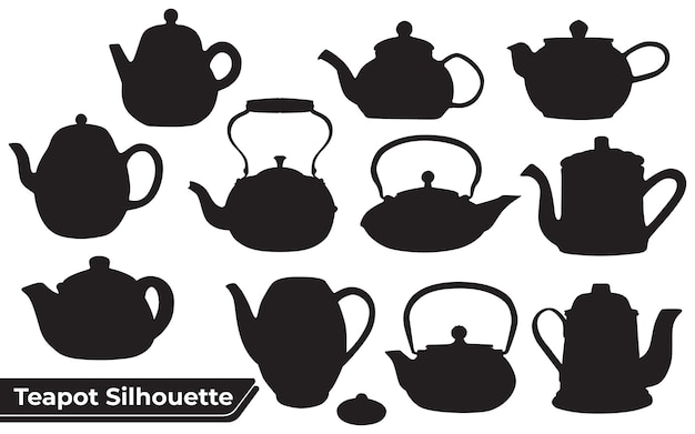 Verzameling van theepot silhouet vector