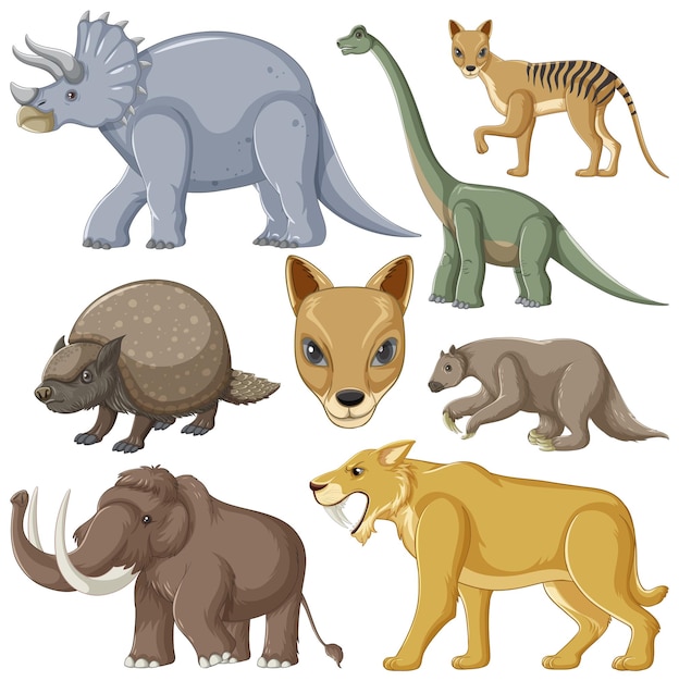 Vector verzameling van uitgestorven dieren