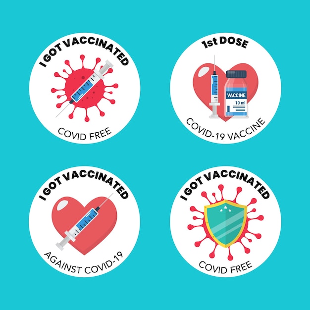 Verzameling van vaccinatiestempels of stickers. vector illustratie