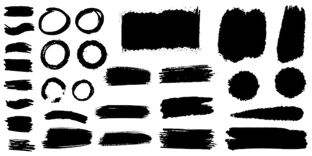 Verzameling van vector borstel hand getekende grafisch element. Verzameling van vector penseelstreken geïsoleerd op een witte achtergrond. vectorillustratie.