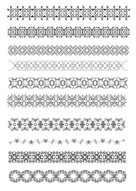 Verzameling van vector Ornamentele Regellijnen in verschillende ontwerpstijlen met de hand getekend door Adobe Illustration