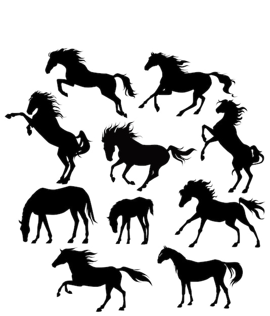 Vector verzameling van vector paarden silhouetten