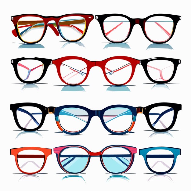 Verzameling van vector verschillende mode brillen op witte achtergrond