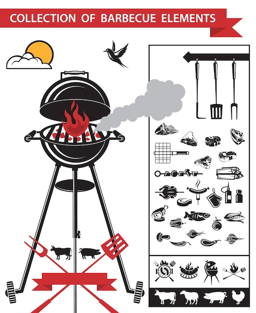 Vector verzameling van verschillende barbecue-elementen