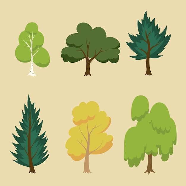 Verzameling van verschillende bomen vector illustratie