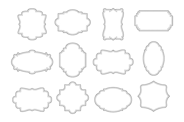 Vector verzameling van verschillende gekrulde frames voor tekstlabels contourframes sjablonen iconen vector