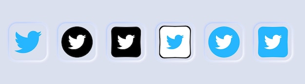 Verzameling van verschillende Twitter-iconen Social media-logo Lijntekeningen en platte stijl geïsoleerd op witte achtergrond Vectorlijnpictogram voor zaken en reclame Neomorfisme-stijl