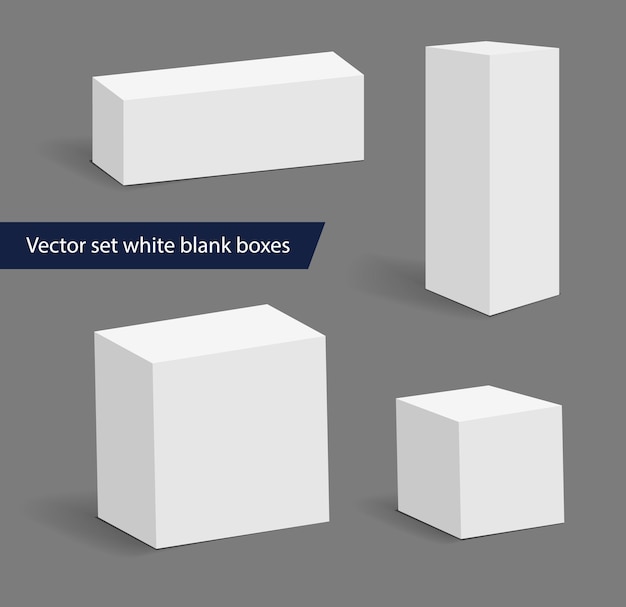 Vector verzameling van verschillende witte lege dozen