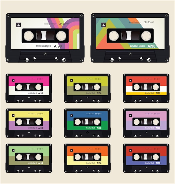 Vector verzameling van vintage cassettes