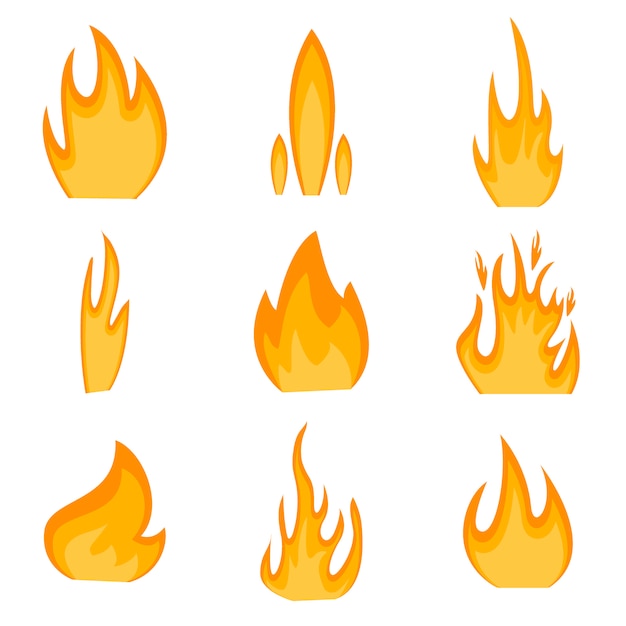 Verzameling van vuur iconen.