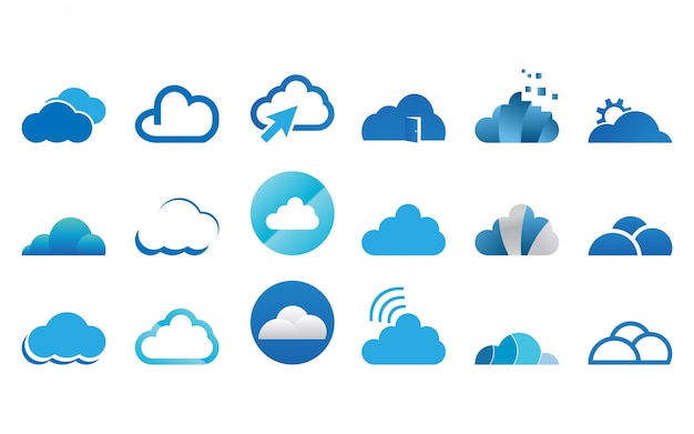 Verzameling van wolk logo pictogramsjabloon set