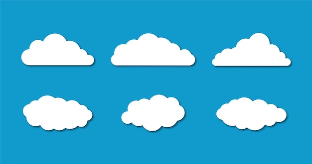 Verzameling van wolken Vector icoon op blauwe achtergrond Hemel illustraton Wolk pictogrammen weer concept 10 eps