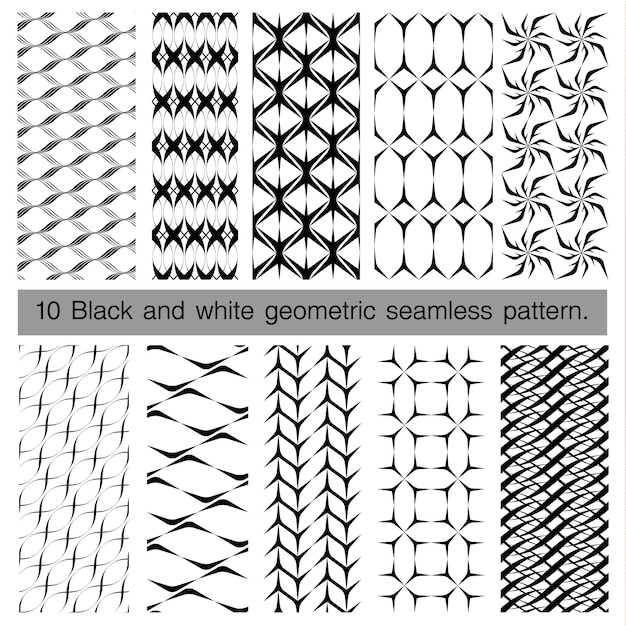 Vector verzameling van zwart en wit geometrische naadloze patroon