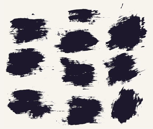 Verzameling van zwarte kleur verf splatter penseelstreek vector achtergrond