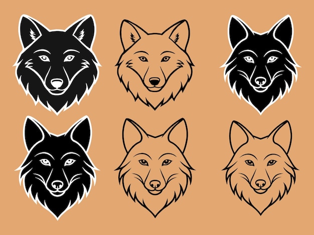Verzameling vector wolf gezicht wolf hoofd illustraton