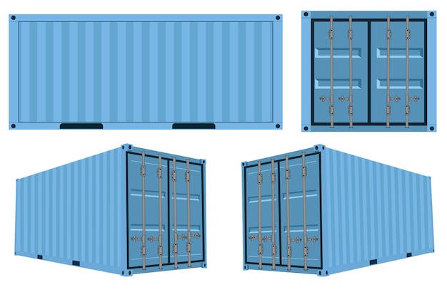 Vector verzameling vrachtcontainers in vector