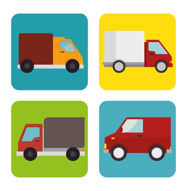 verzameling vrachtwagens levering iconen ontwerp vectorillustratie