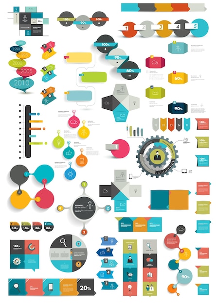 Vector verzamelingen van info graphics platte ontwerp diagrammen.