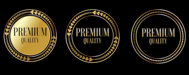 Verzegel gouden badges en etiketten premium kwaliteit