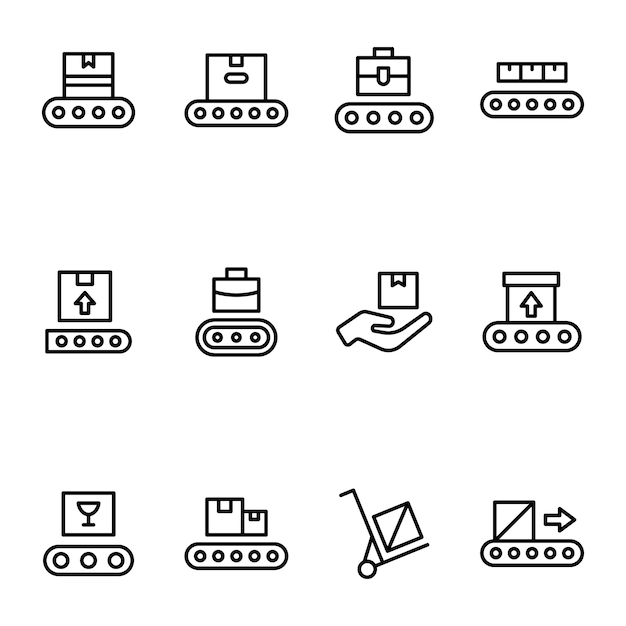 Verzenddoos verzendlijn icons pack