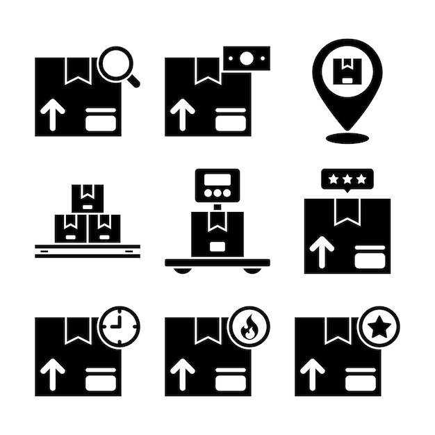 Verzending levering en logistieke Glyph vectorelementen iconen