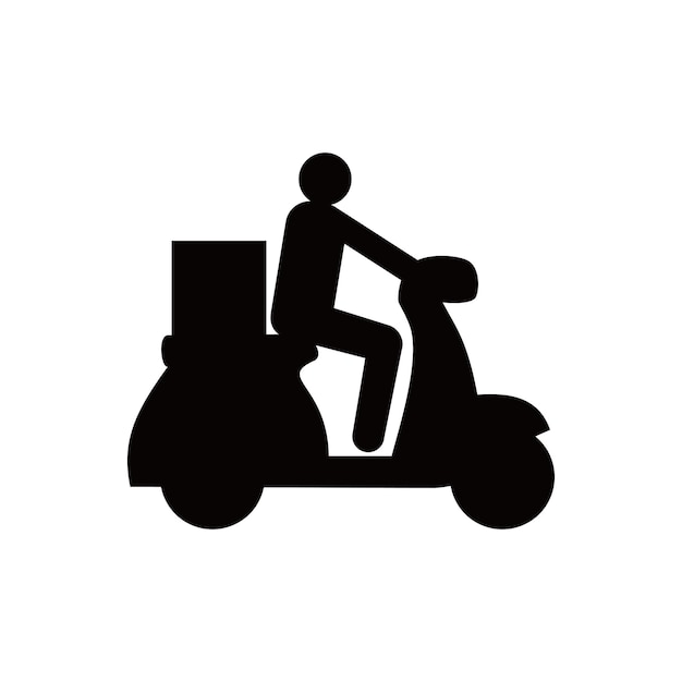 verzending pictogram ontwerp man rijden scooter uitvoering pakket koeriersdienst teken en symbool