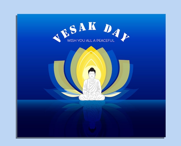 Vector vesak day banner template buddha with lotus sketch