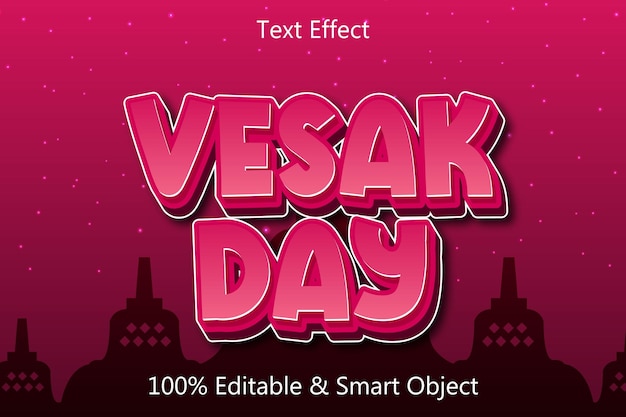 Vesak Day bewerkbaar teksteffect 3-dimensionale reliëf moderne stijl