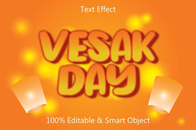 Vesak day editable text effect 3 dimension emboss modern style