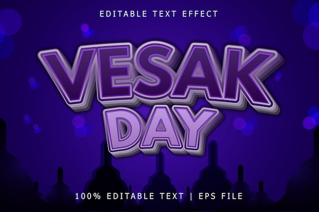 Vesak Day Editable Text Effect 3 Dimension Emboss modern Style