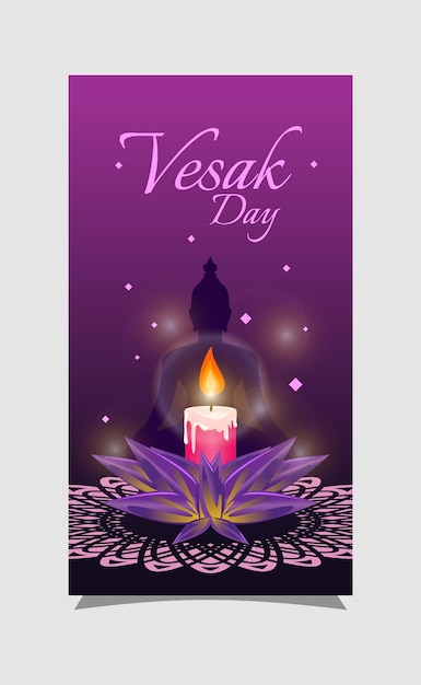 Vesak Day greeting card concept design with beautiful candles