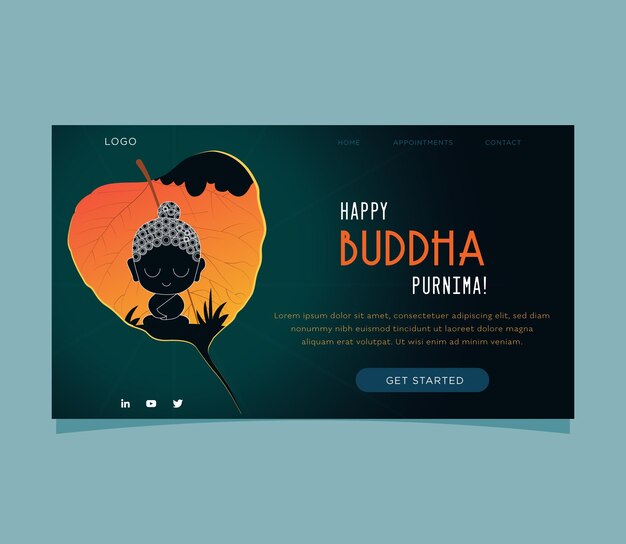 벡터 vesak day landing 템플릿 디자인