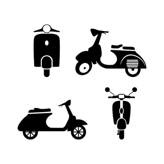 Vettore insieme di progettazione dell'icona della vespa vecchia illustrazione dell'icona del motorino isolata