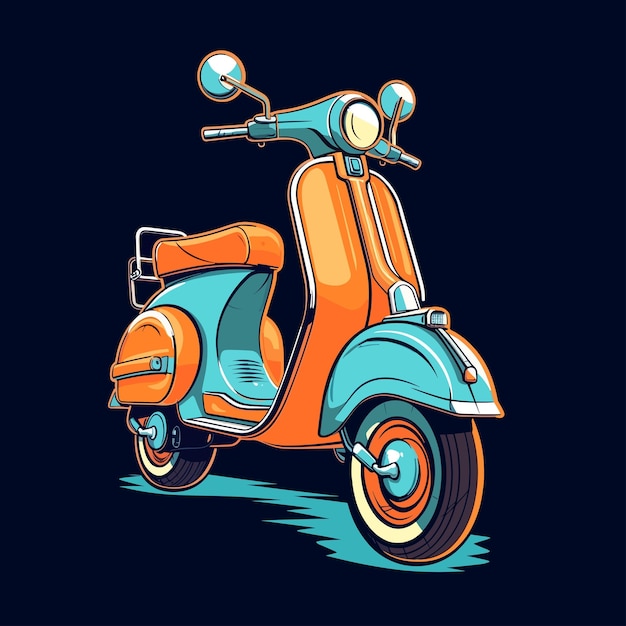 Vespa motorfiets vector ontwerp illustratie tshirt ontwerp retro stijl