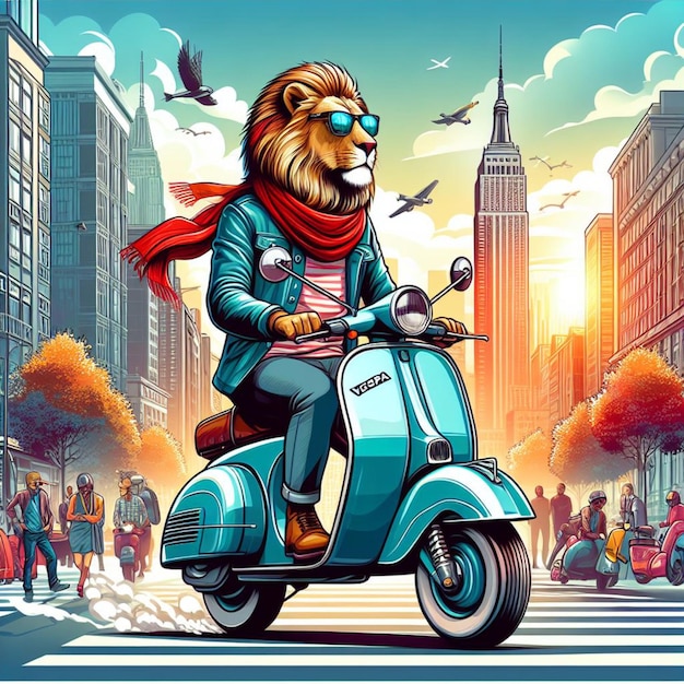 Vespa Riding with the King of the Jungle