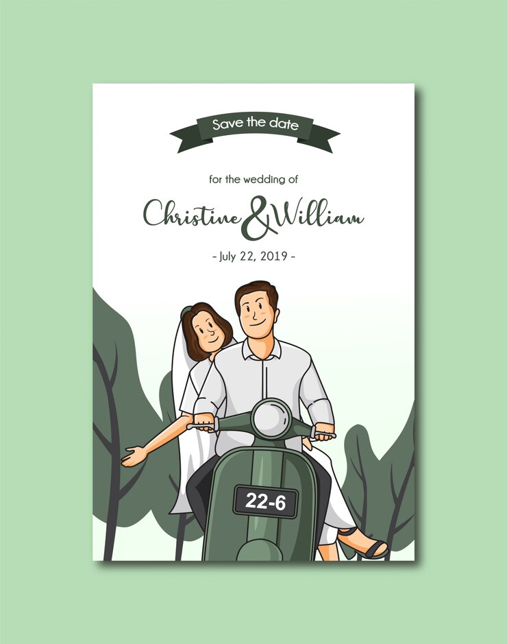 Vespa Scooter Wedding Invitation Card