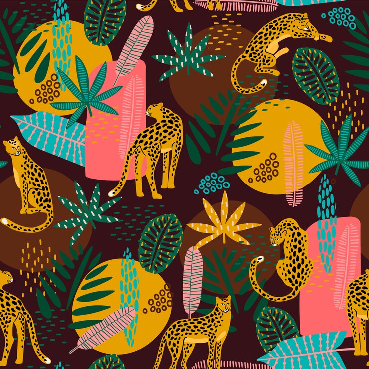 Vector vestor seamless pattern with leopards