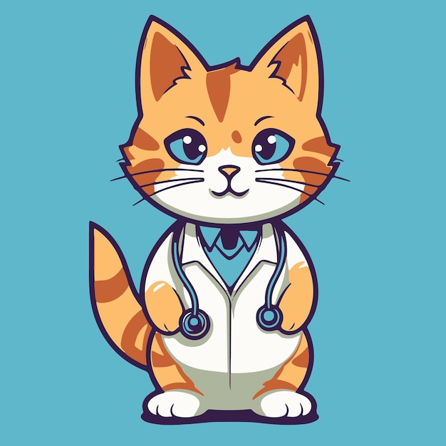 Ветеринарная кошачья клиника с плоской векторной иллюстрацией
