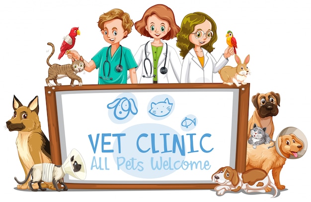 Vector vet clinic banner op witte achtergrond