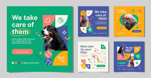 Vector vet template instagram post