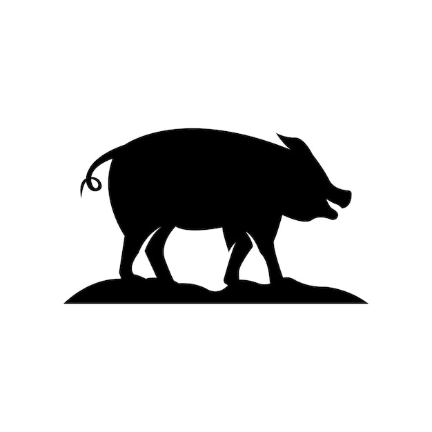 Vet varken logo vector eenvoudig pictogram in plat ontwerp