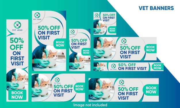 Vet and veterinary pet shop animal cat and dog Web banners post stories and header