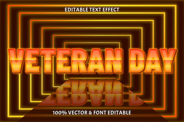 Veteran day editable text effect 3 dimension retro style