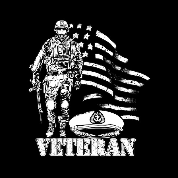 Vector veteran front it can be used for merchandise digital printing screenprinting or tshirt etc