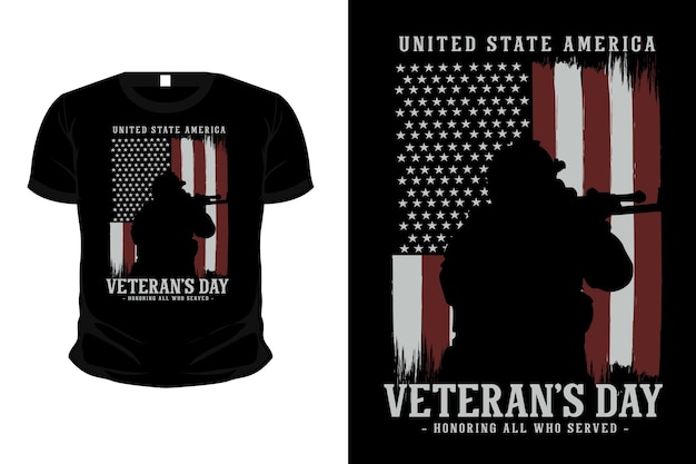 Veteran's day honoring all who served merchandise silhouette mockup t shirt design