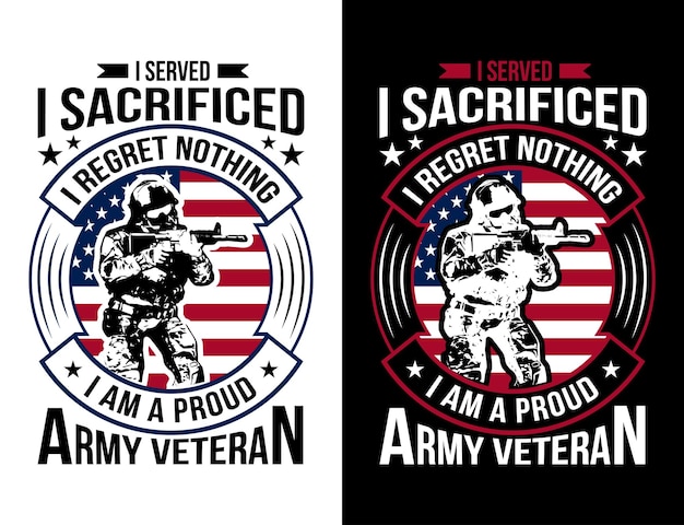 Veteran t shirt design vintage with an army gun in hand as main vector